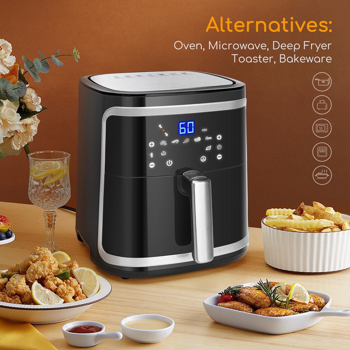 Airfryer - Aigi Frina - Hetelucht Friteuse - Timer - 7 Liter - LED Touchscreen - Zwart