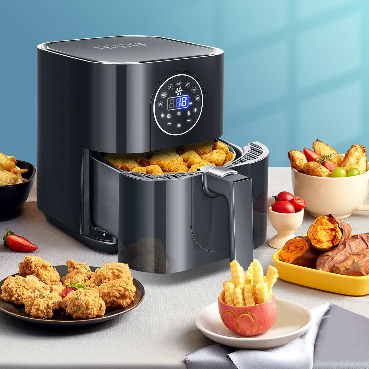 Airfryer - Aigi Kubito - Hetelucht Friteuse - Timer - 3.5 Liter - Zwart