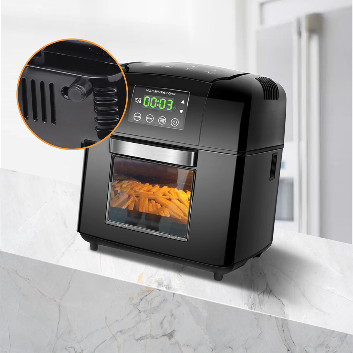 Airfryer - Aigi Masty - Hetelucht Friteuse - Timer - 9.5 Liter - LED Touchscreen - Zwart