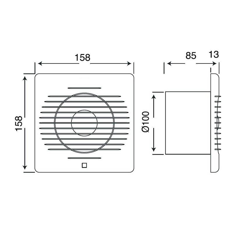 Badkamerventilator - Venton - Ø100mm - Zilver