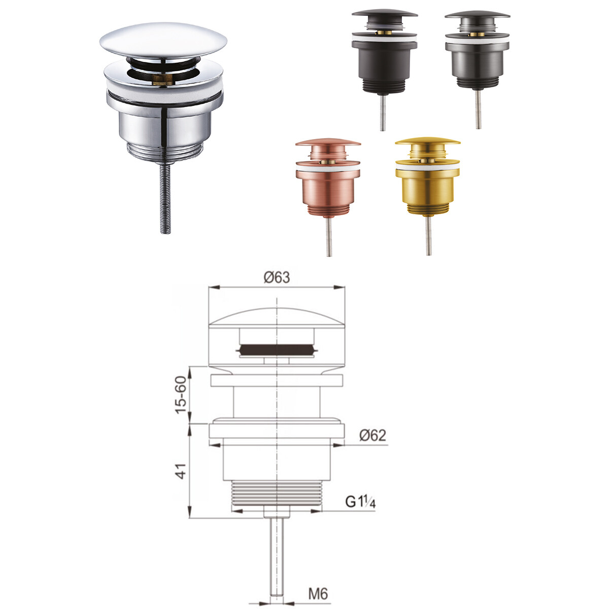 Clickwaste Afvoerplug - Leoni Clis - Messing - Chroom