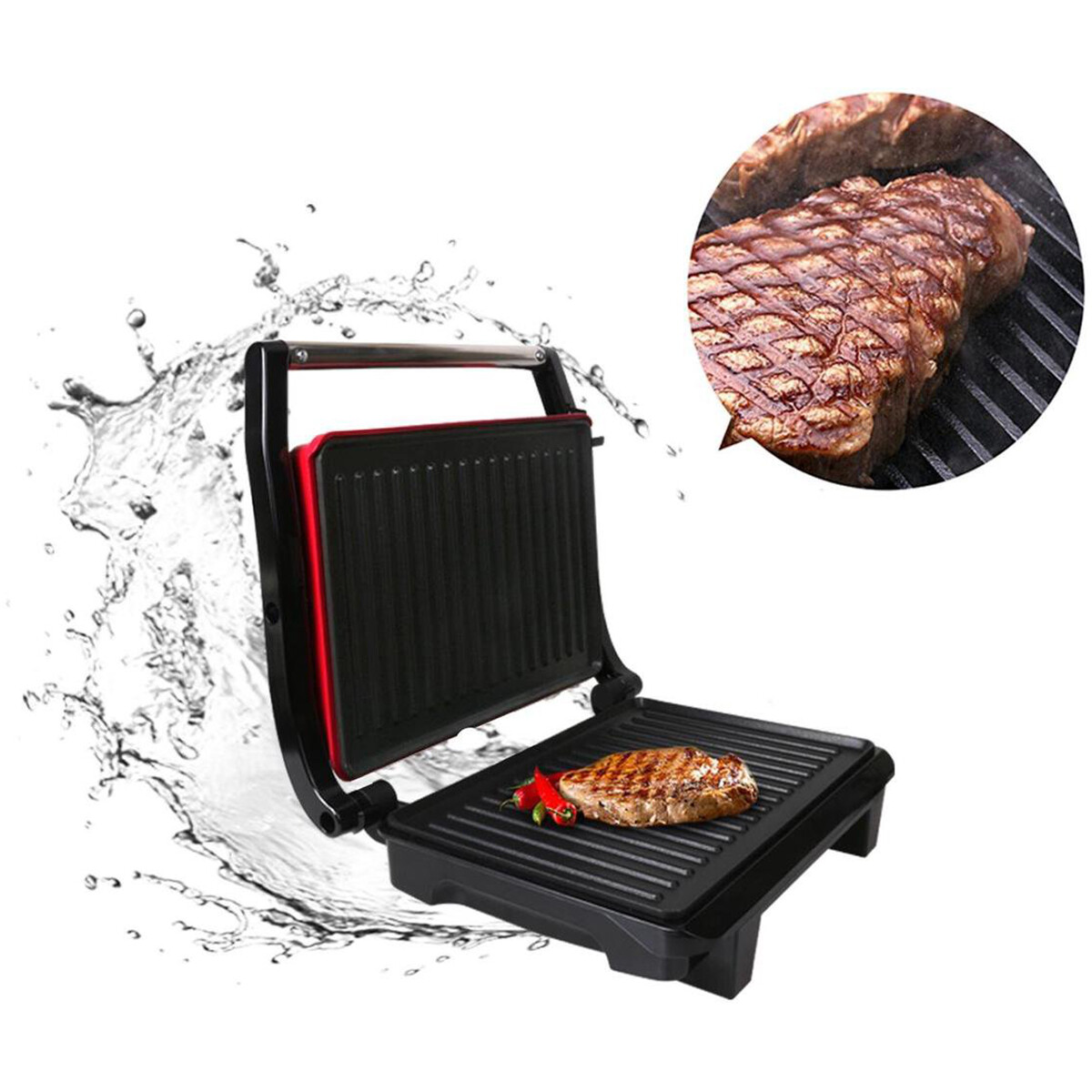 Contactgrill - Tosti Apparaat - Tosti Ijzer - Aigi Wirmo - Cool Touch - RVS - Rood