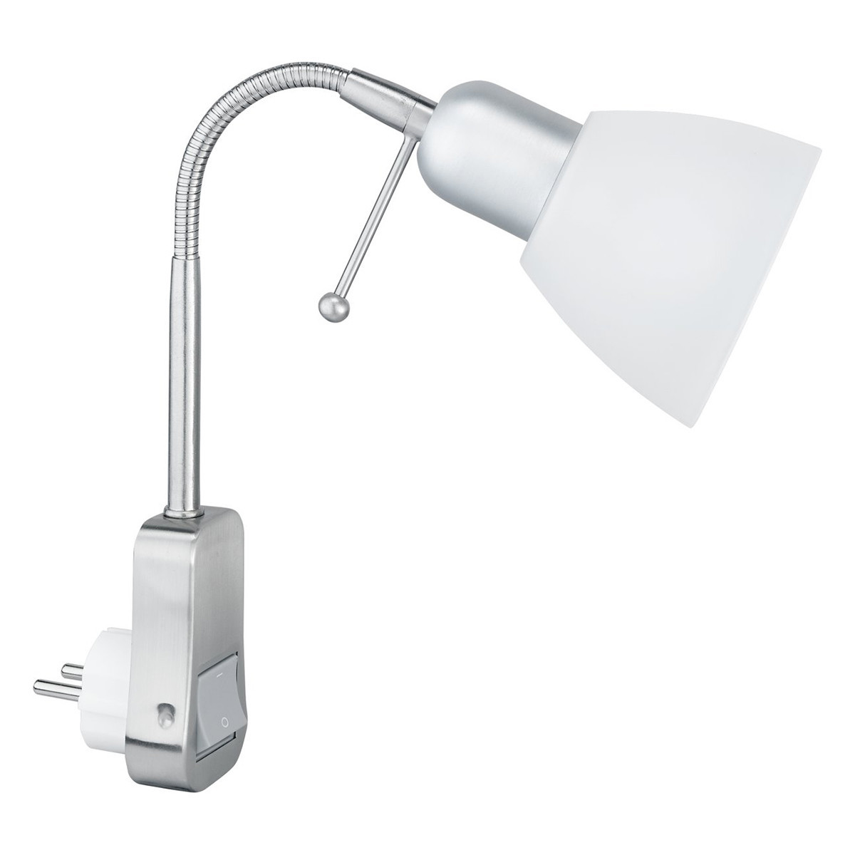 beweging Respectvol Jongleren Stopcontact Lamp - Stekkerlamp - Stekkerspot - met Schakelaar - Trion -  Rond - Mat Chroom - Aluminium - E14 | Qualu
