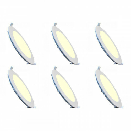 LED Downlight Slim 6 Pack - Inbouw Rond 12W - Warm Wit 2700K - Mat Wit Aluminium - Ø170mm