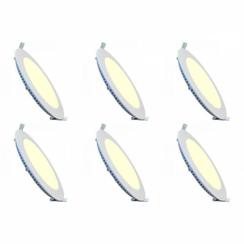 LED Downlight Slim 6 Pack - Inbouw Rond 3W - Warm Wit 2700K - Mat Wit Aluminium - Ø83mm