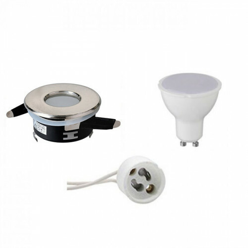 LED Spot Set - Aigi - GU10 Fitting - Waterdicht IP65 - Inbouw Rond - Mat Chroom - 6W - Helder/Koud Wit 6400K - Ø82mm