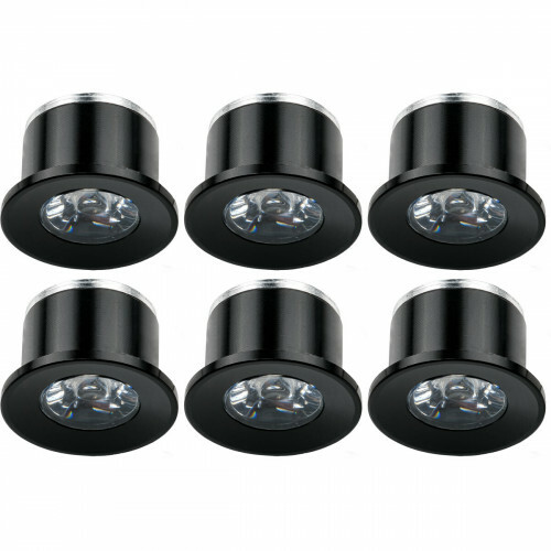 LED Veranda Spot Verlichting 6 Pack - Velvalux - 1W -  Warm Wit 3000K - Inbouw - Rond - Mat Zwart - Aluminium - Ø31mm