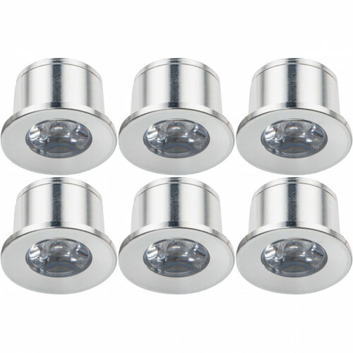 LED Veranda Spot Verlichting 6 Pack - Velvalux - 1W - Warm Wit 3000K - Inbouw - Rond - Mat Zilver - Aluminium - Ø31mm