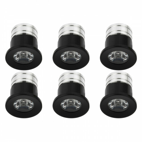 LED Veranda Spot Verlichting 6 Pack - Velvalux - 3W - Warm Wit 3000K - Inbouw - Rond - Mat Zwart - Aluminium - Ø31mm