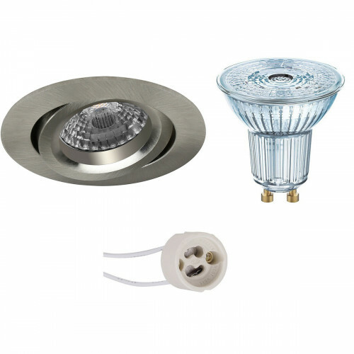 LED Spot Set - LEDVANCE Parathom PAR16 940 36D - Pragmi Aerony Pro - GU10 Fitting - Dimbaar - Inbouw Rond - Mat Nikkel - 3.7W - Natuurlijk Wit 4000K - Kantelbaar - Ø82mm