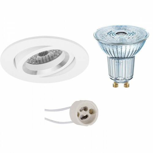 LED Spot Set - LEDVANCE Parathom PAR16 930 36D - Pragmi Aerony Pro - GU10 Fitting - Dimbaar - Inbouw Rond - Mat Wit - 5.5W - Warm Wit 3000K - Kantelbaar - Ø82mm