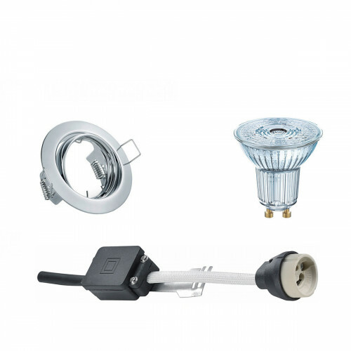 LED Spot Set - LEDVANCE Parathom PAR16 930 36D - GU10 Fitting - Dimbaar - Inbouw Rond - Glans Chroom - 5.5W - Warm Wit 3000K - Kantelbaar Ø83mm