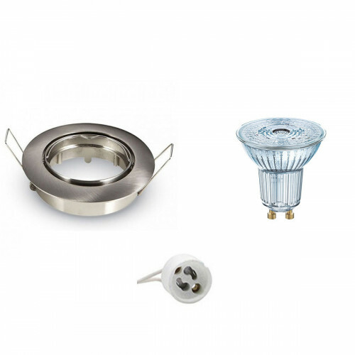 LED Spot Set - LEDVANCE Parathom PAR16 930 36D - GU10 Fitting - Dimbaar - Inbouw Rond - Mat Chroom - 5.5W - Warm Wit 3000K - Kantelbaar Ø82mm