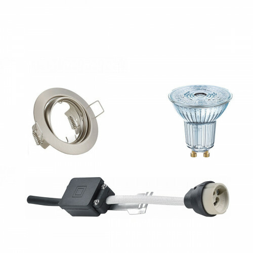 LED Spot Set - LEDVANCE Parathom PAR16 940 36D - GU10 Fitting - Dimbaar - Inbouw Rond - Mat Nikkel - 3.7W - Natuurlijk Wit 4000K - Kantelbaar Ø83mm