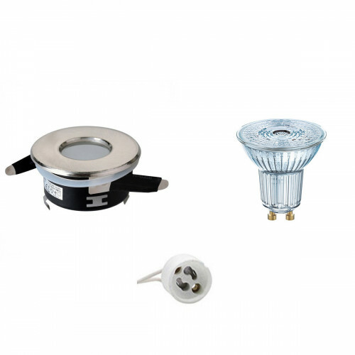 LED Spot Set - LEDVANCE Parathom PAR16 940 36D - Aigi - GU10 Fitting - Waterdicht IP65 - Dimbaar - Inbouw Rond - Mat Chroom - 3.7W - Natuurlijk Wit 4000K - Ø82mm