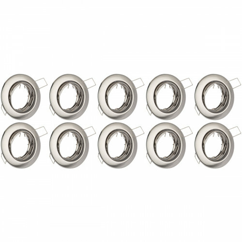 Spot Armatuur 10 Pack - GU10 Inbouwspot - Rond - Chroom - Aluminium - Kantelbaar Ø82mm