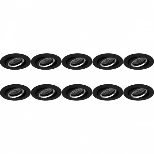 Spot Armatuur 10 Pack - Pragmi Aerony Pro - GU10 Inbouwspot - Rond - Zwart - Aluminium - Kantelbaar - Ø82mm