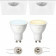 PHILIPS HUE - LED Spot Set GU10 - White Ambiance - Bluetooth - Pragmi Pollon Pro - Inbouw Vierkant - Mat Wit - Verdiept - 82mm