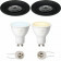 PHILIPS HUE - LED Spot Set GU10 - White Ambiance - Bluetooth - Pragmi Uranio Pro - Inbouw Rond - Mat Zwart - Kantelbaar - Ø82mm