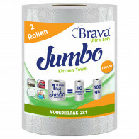 Brava - Super Keukenpapier - 2 Maxi XXL Rollen - Ultra Absorberend Keukenpapier - Ultra Clean Keukenrol - Voordeelverpakking