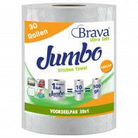 Brava - Super Keukenpapier - 30 Maxi XXL Rollen - Ultra Absorberend Keukenpapier - Ultra Clean Keukenrol - Voordeelverpakking