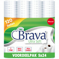 Brava - Ultra Soft Toiletpapier - 120 Rollen - 3 Laags - Ultiem Comfort WC Papier - Superieure Sterkte - Maximale Absorptie & Pluisvrij - Voordeelverpakking WC Papier