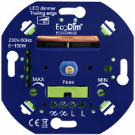 EcoDim - LED Dimmer - ECO-DIM.02 - Fase Afsnijding RC - Inbouw - Enkel Knop - 0-150W - Zekering