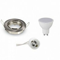 LED Spot Set - Aigi - GU10 Fitting - Inbouw Rond - Mat Chroom - 4W - Warm Wit 3000K - Kantelbaar Ø82mm