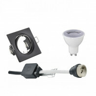 LED Spot Set - Trion - GU10 Fitting - Dimbaar - Inbouw Vierkant - Mat Zwart - 6W - Warm Wit 3000K - Kantelbaar 80mm