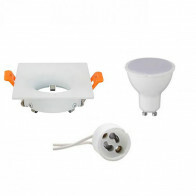 LED Spot Set - Aigi - GU10 Fitting - Inbouw Vierkant - Mat Wit - 6W - Helder/Koud Wit 6400K - 85mm