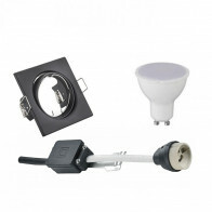 LED Spot Set - Aigi - Trion - GU10 Fitting - Inbouw Vierkant - Mat Zwart - 8W - Warm Wit 3000K - Kantelbaar 80mm