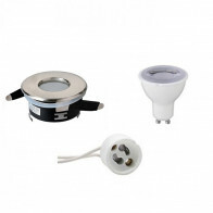 LED Spot Set - Aigi - GU10 Fitting - Waterdicht IP65 - Dimbaar - Inbouw Rond - Mat Chroom - 6W - Helder/Koud Wit 6400K - Ø82mm