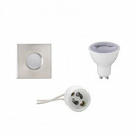 LED Spot Set - Aigi - GU10 Fitting - Waterdicht IP65 - Dimbaar - Inbouw Vierkant - Mat Chroom - 6W - Helder/Koud Wit 6400K - 82mm