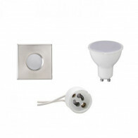 LED Spot Set - Aigi - GU10 Fitting - Waterdicht IP65 - Inbouw Vierkant - Mat Chroom - 6W - Helder/Koud Wit 6400K - 82mm