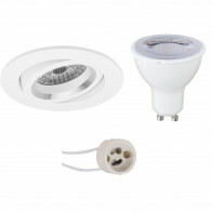 LED Spot Set - Pragmi Aerony Pro - GU10 Fitting - Dimbaar - Inbouw Rond - Mat Wit - 6W - Helder/Koud Wit 6400K - Kantelbaar - Ø82mm