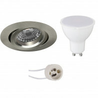 LED Spot Set - Pragmi Aerony Pro - GU10 Fitting - Inbouw Rond - Mat Nikkel - 4W - Warm Wit 3000K - Kantelbaar - Ø82mm