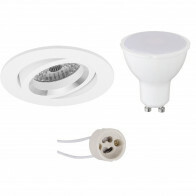 LED Spot Set - Aigi - Pragmi Aerony Pro - GU10 Fitting - Inbouw Rond - Mat Wit - 6W - Helder/Koud Wit 6400K - Kantelbaar - Ø82mm