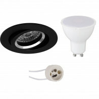 LED Spot Set - Pragmi Aerony Pro - GU10 Fitting - Inbouw Rond - Mat Zwart - 4W - Natuurlijk Wit 4200K - Kantelbaar - Ø82mm