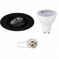 LED Spot Set - Pragmi Alpin Pro - GU10 Fitting - Dimbaar - Inbouw Rond - Mat Zwart - 6W - Warm Wit 3000K - Kantelbaar Ø92mm