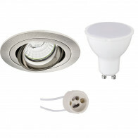 LED Spot Set - Pragmi Alpin Pro - GU10 Fitting - Inbouw Rond - Mat Nikkel - 6W - Natuurlijk Wit 4200K - Kantelbaar - Ø92mm