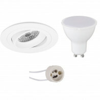 LED Spot Set - Pragmi Alpin Pro - GU10 Fitting - Inbouw Rond - Mat Wit - 4W - Helder/Koud Wit 6400K - Kantelbaar Ø92mm