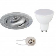 LED Spot Set - Pragmi Alpin Pro - GU10 Fitting - Inbouw Rond - Mat Zilver - 6W - Natuurlijk Wit 4200K - Kantelbaar Ø92mm