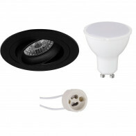 LED Spot Set - Pragmi Alpin Pro - GU10 Fitting - Inbouw Rond - Mat Zwart - 4W - Helder/Koud Wit 6400K - Kantelbaar Ø92mm