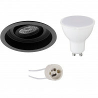 LED Spot Set - Pragmi Domy Pro - GU10 Fitting - Inbouw Rond - Mat Zwart - 4W - Helder/Koud Wit 6400K - Verdiept - Kantelbaar - Ø105mm