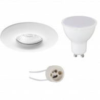 LED Spot Set - Pragmi Luno Pro - Waterdicht IP65 - GU10 Fitting - Inbouw Rond - Mat Wit - 4W - Warm Wit 3000K - Ø82mm