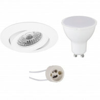 LED Spot Set - Pragmi Uranio Pro - GU10 Fitting - Dimbaar - Inbouw Rond - Mat Wit - 6W - Helder/Koud Wit 6400K - Kantelbaar - Ø82mm