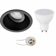 LED Spot Set - Aigi - Pragmi Zano Pro - GU10 Fitting - Inbouw Rond - Mat Zwart - 8W - Warm Wit 3000K - Kantelbaar - Ø93mm