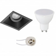 LED Spot Set - Pragmi Zano Pro - GU10 Fitting - Inbouw Vierkant - Mat Zwart - 4W - Warm Wit 3000K - Kantelbaar - 93mm