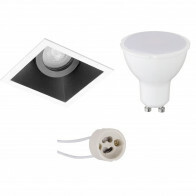 LED Spot Set - Pragmi Zano Pro - GU10 Fitting - Inbouw Vierkant - Mat Zwart/Wit - 4W - Warm Wit 3000K - Kantelbaar - 93mm