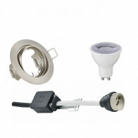 LED Spot Set - Trion - GU10 Fitting - Dimbaar - Inbouw Rond - Mat Nikkel - 6W - Helder/Koud Wit 6400K - Kantelbaar Ø83mm